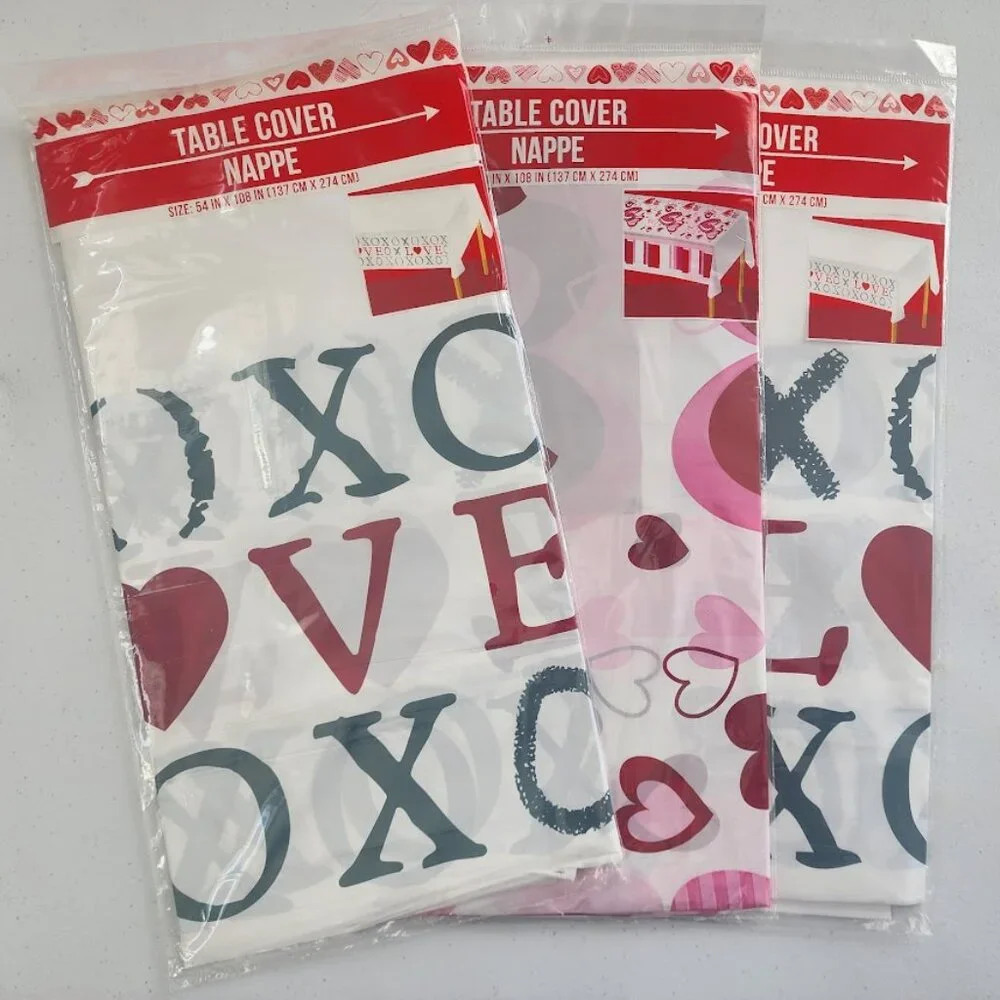 3 Pieces Valentines Day Plastic Table Cover 54